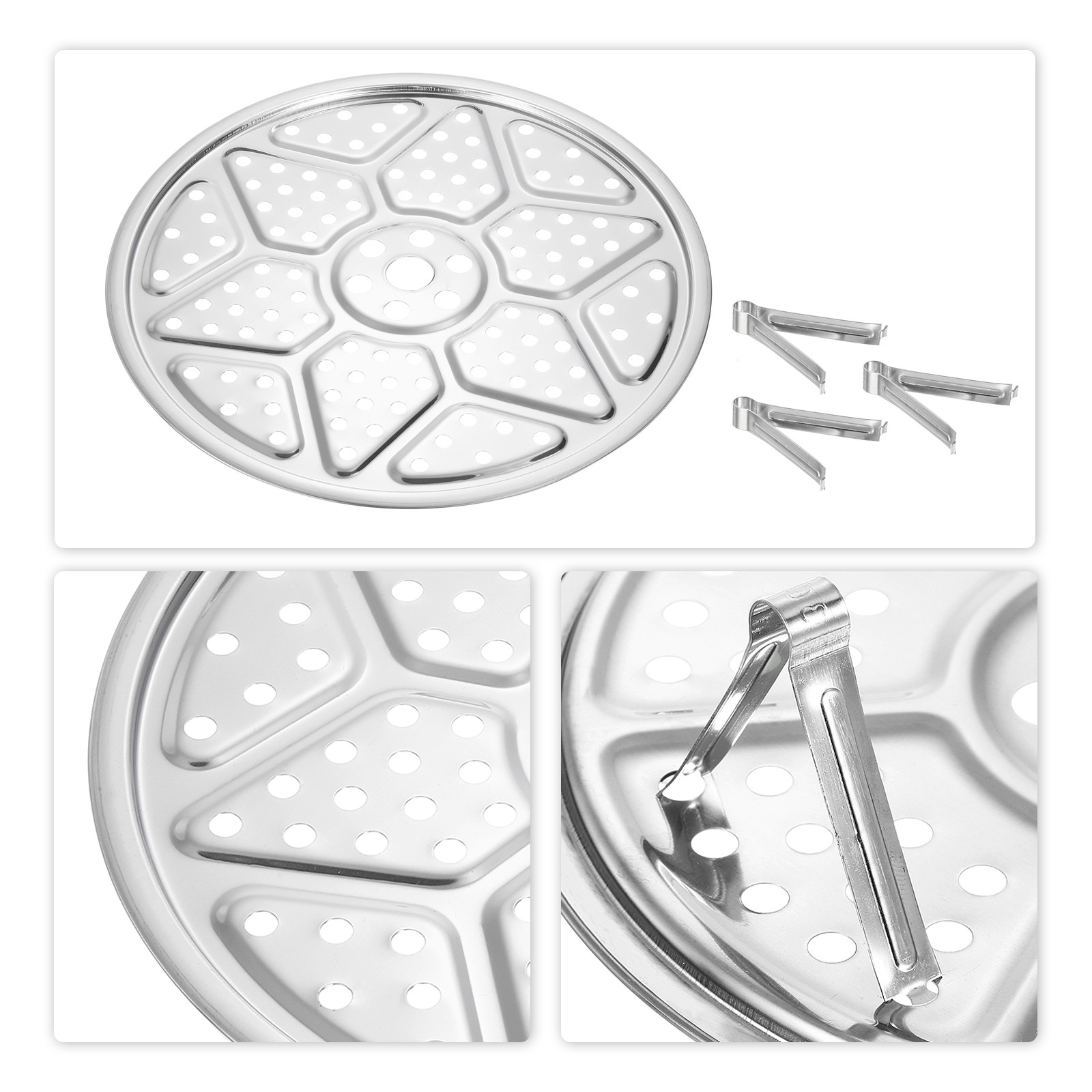 2X Stainless Steel Steamer Rack 11.8″ Insert Stock Pot Steaming Tray