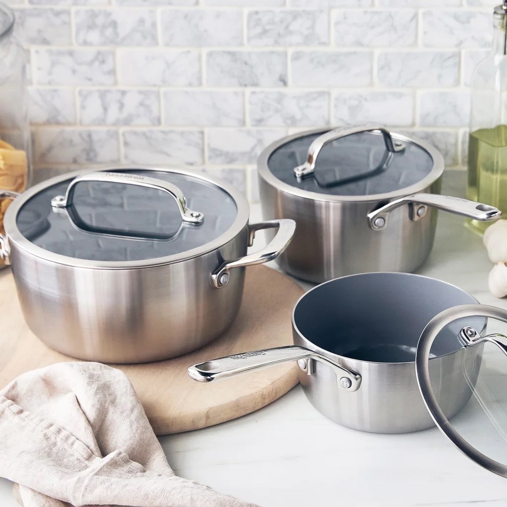 GreenPan GP3 6-Piece Cookware Set 3-Ply Multi-Clad Stainless Steel NEW SEALED
