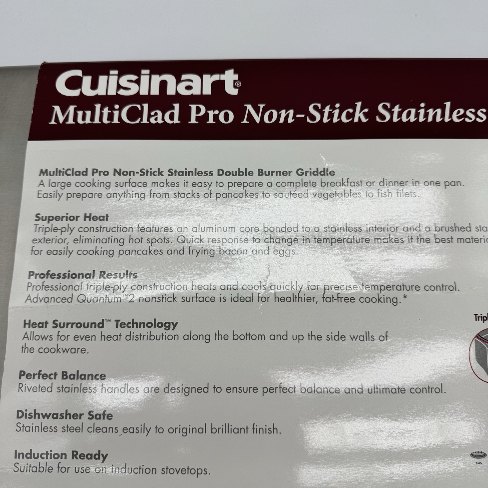 Cuisinart MultiClad Pro Griddle Skillet Nonstick Double Burner 10X18″ MCP45-25NS