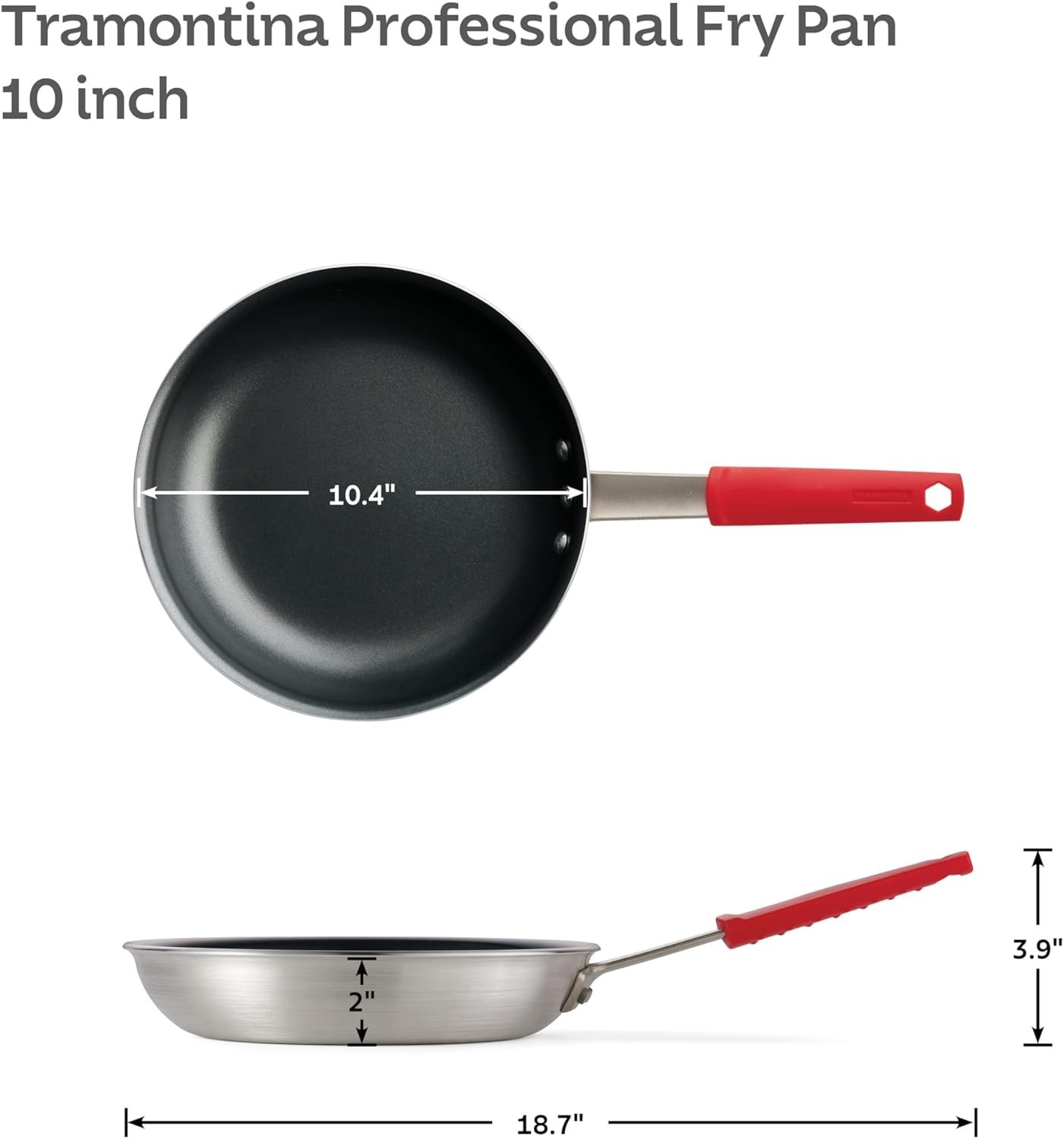 10-Inch Professional Nonstick Frying Pan, Red Handle