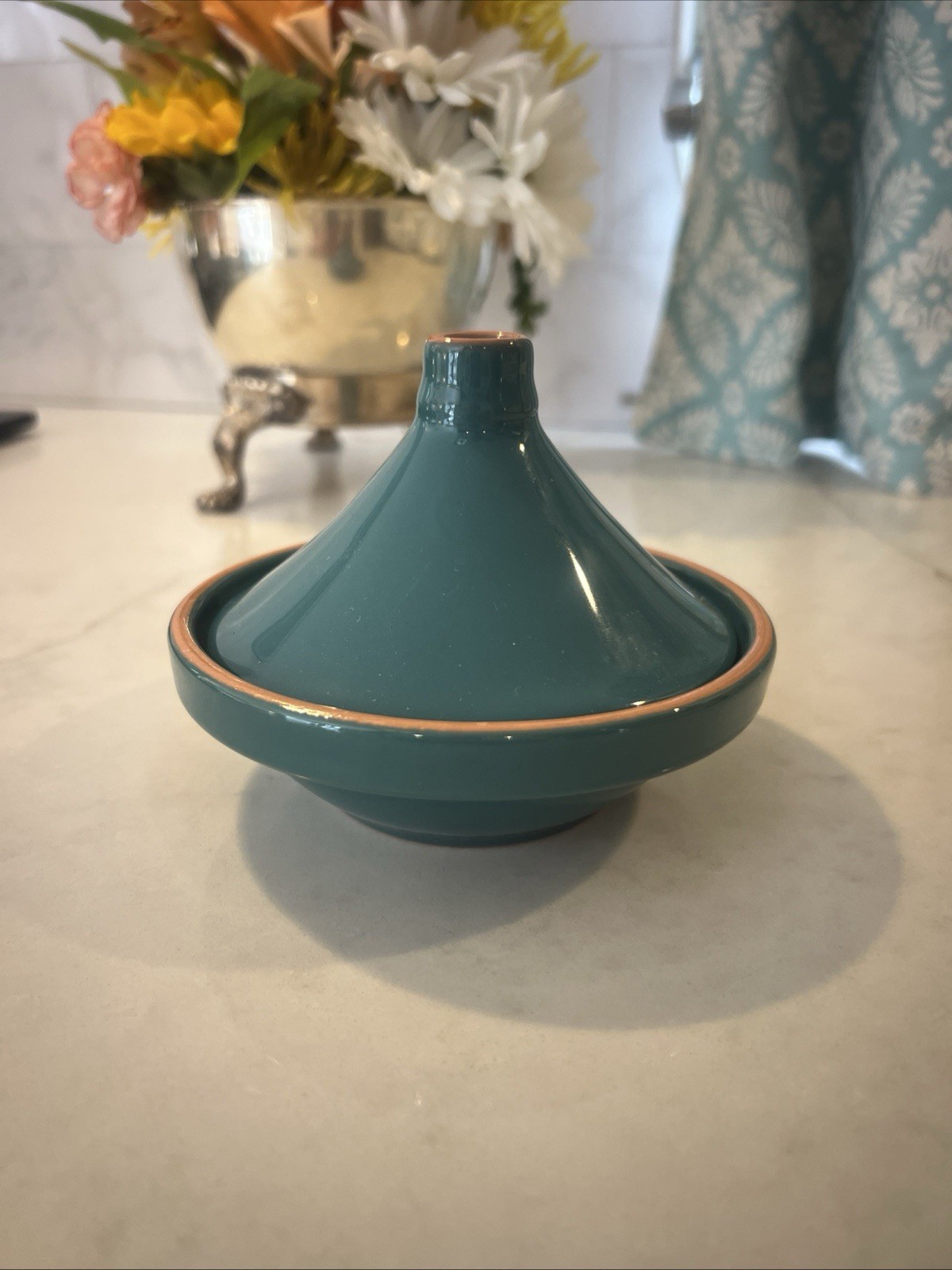 World Market Aqua Terracotta Mini Tangine Made In Portugal