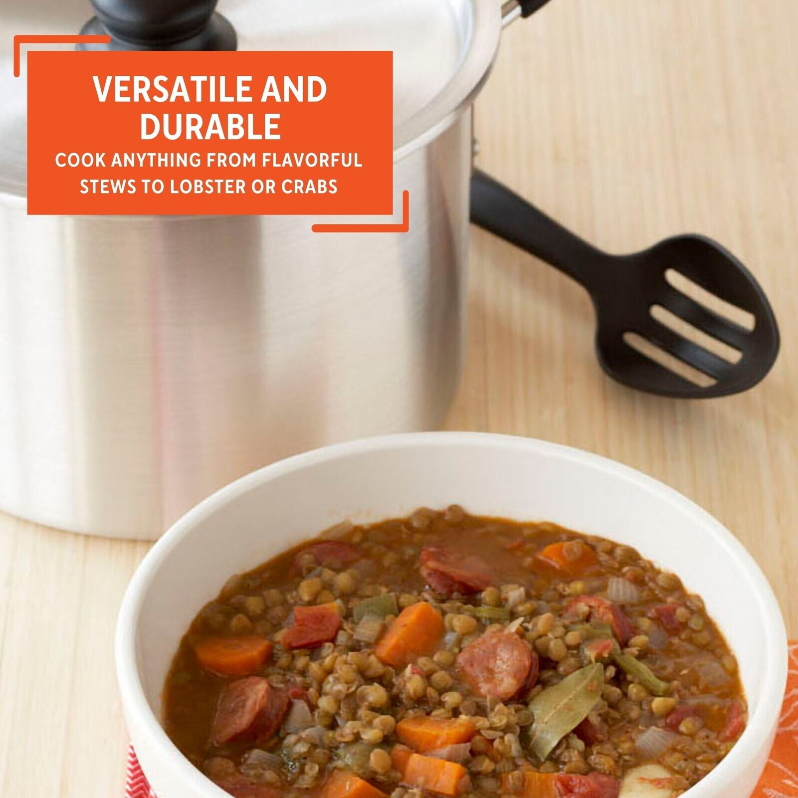8Qt Aluminum Stock Pot with Lid Double Sided Stay-Cool Handles Lightweight New