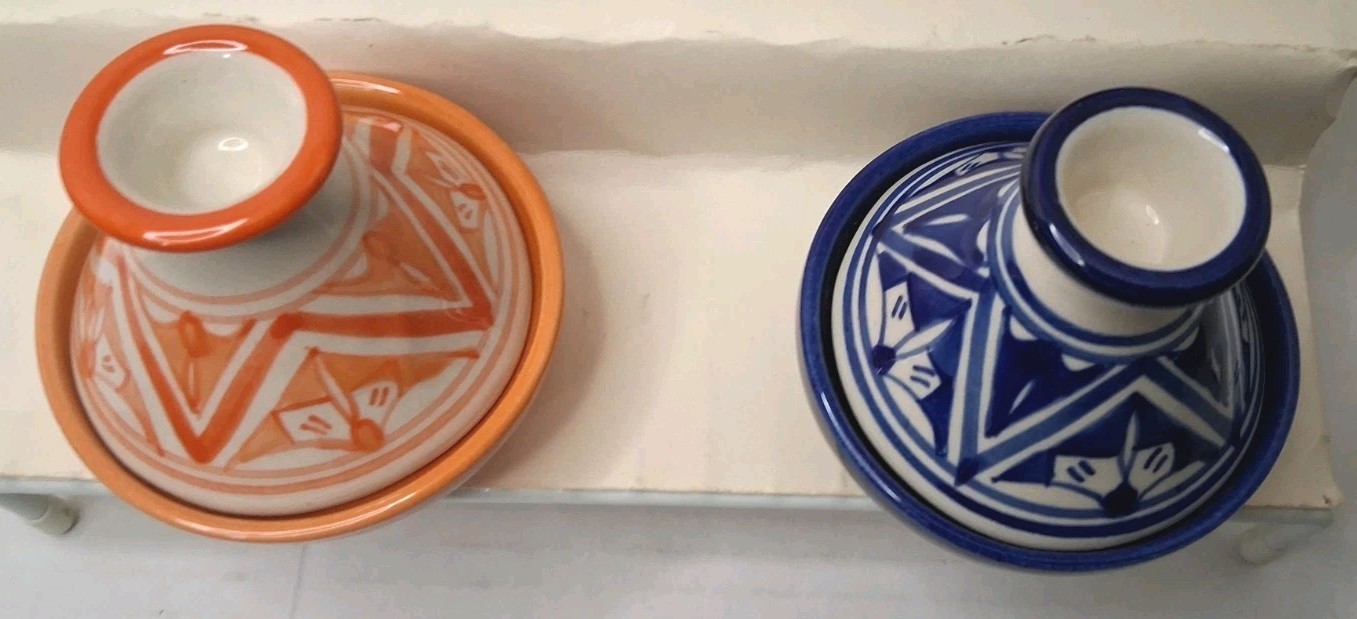 Le Souk Ceramique 3.5″ Tagine Set Of 4 Made In Tunisia Pre-owned