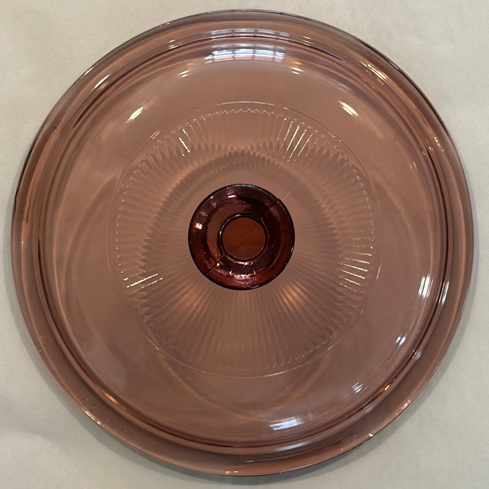 Visions V-1-C Replacement Lid — Cranberry Glass Round Lid for Visions 1 Qt Sauce