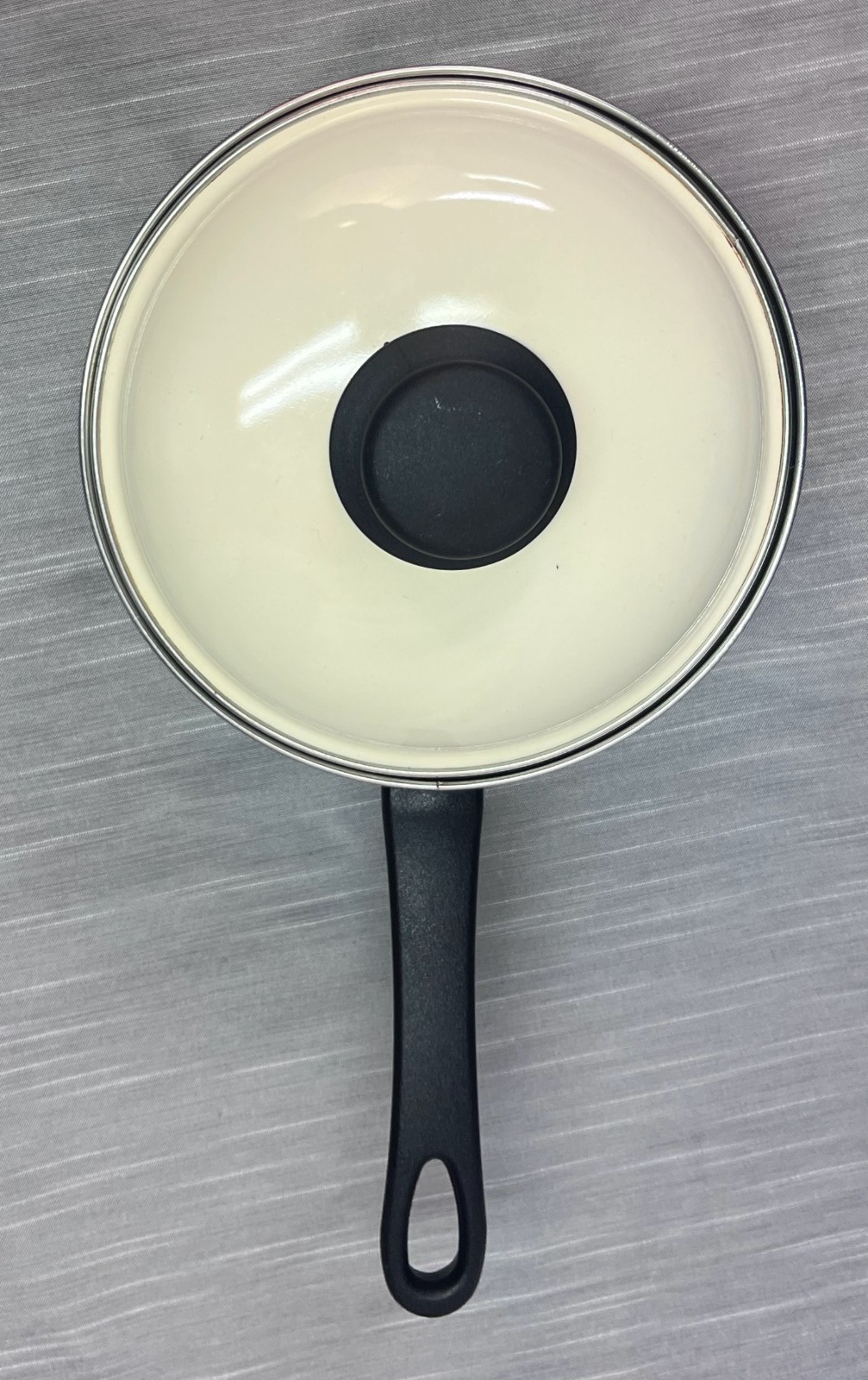 MEGAWARE White 2qt Ceramic Saucepan Gas Electric Induction Spain W/Lid retro