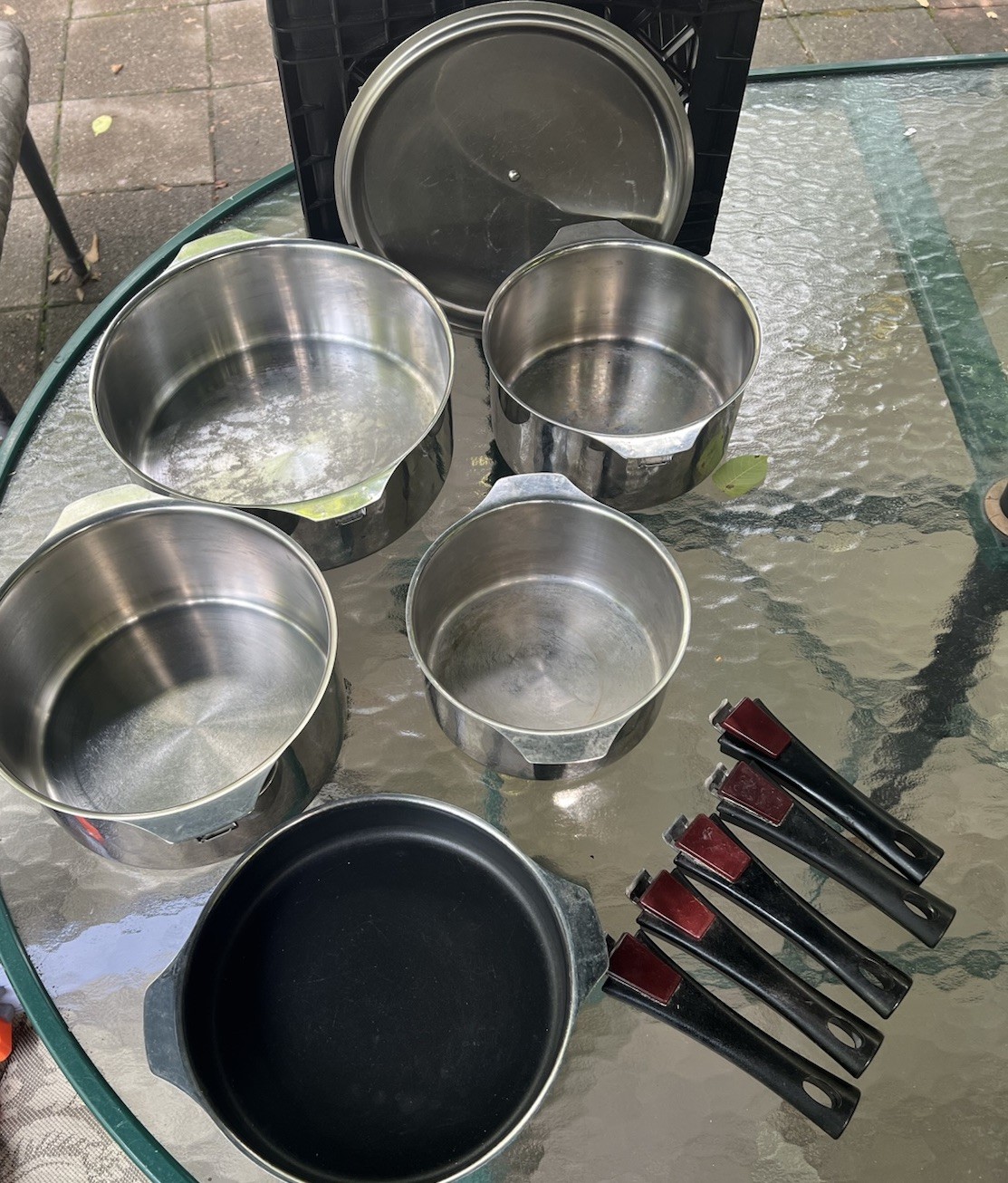 TRIPLINOX 11 Piece Pots Pan Removable Handles 18/10 Stainless Steel France 1 Lid
