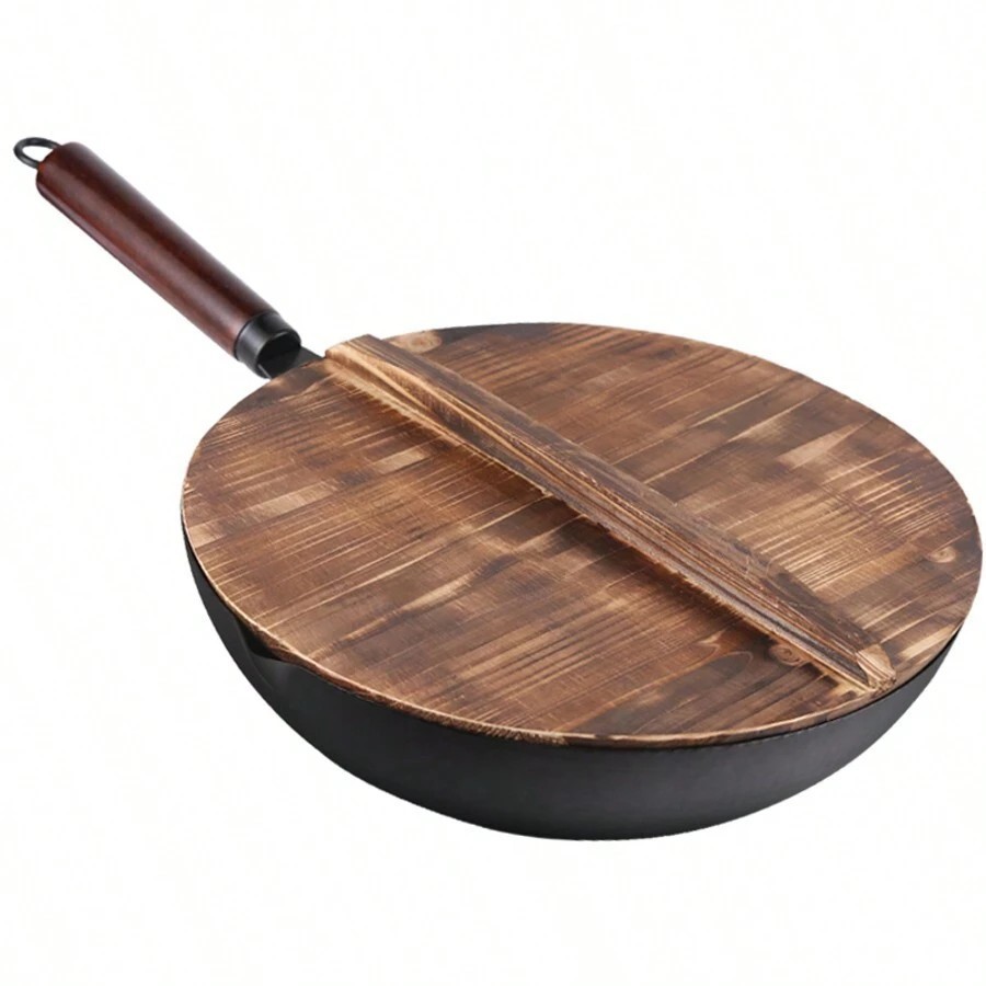 TIROTO 12.6″ Carbon Steel Wok Set 11pc Stir Fry Pan with Lid Induction Gas NEW