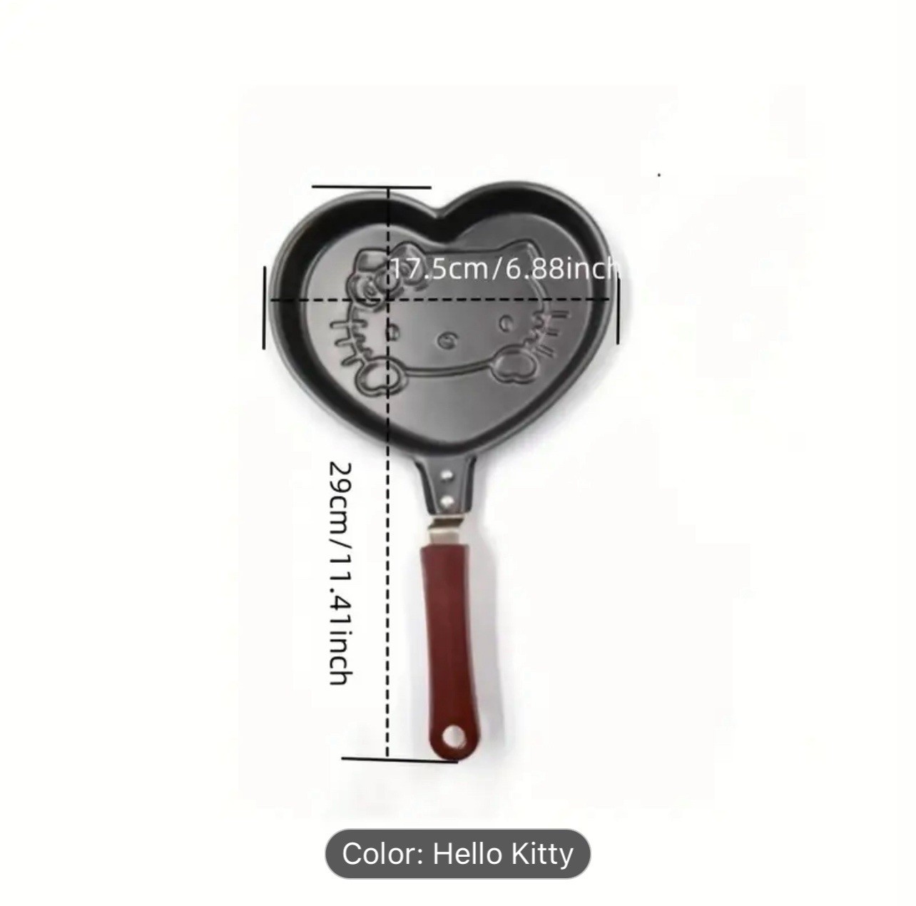 Hello Kitty Heart-Shaped Nonstick Frying Pan 17.5cm Metal, Gas/Electric