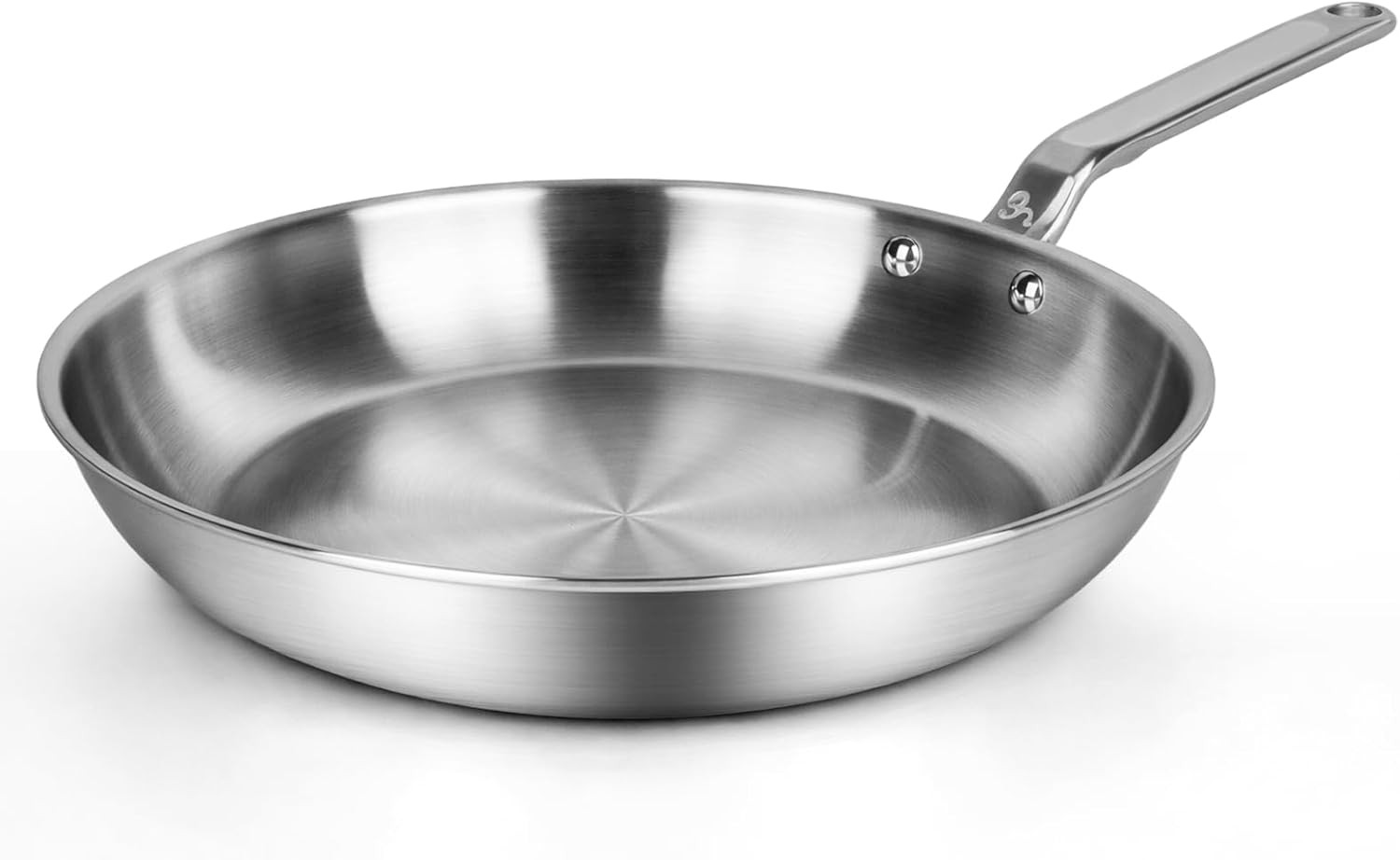 12 Inch Stainless Steel Frying Pan – 5 Ply Stainless Clad Skillet with Aluminum