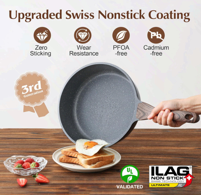 SENSARTE 13PC Nonstick Cookware Set Swiss Granite Induction