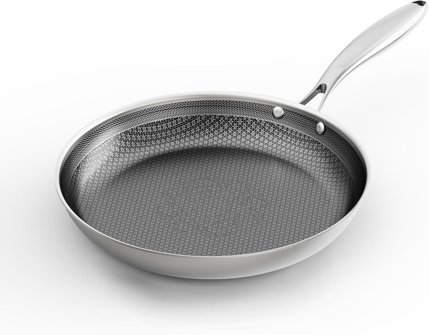 COOKING KING 8-Inch Stainless Steel Pan, Hybrid Nonstick Frying Pan, Skillet, 3-