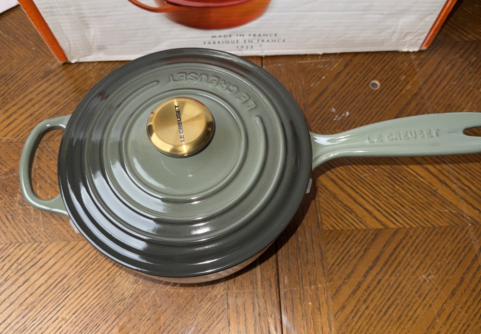 Le Creuset Saucepan with Lid – # 18 Thyme 2-1/4 Qt. Made In France