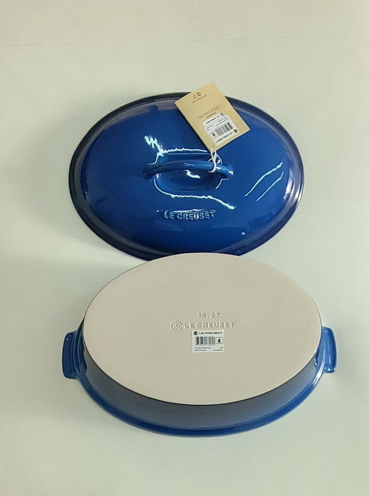Le Creuset Heritage Stoneware Oval Casserole With Lid Lapis 4 Qt