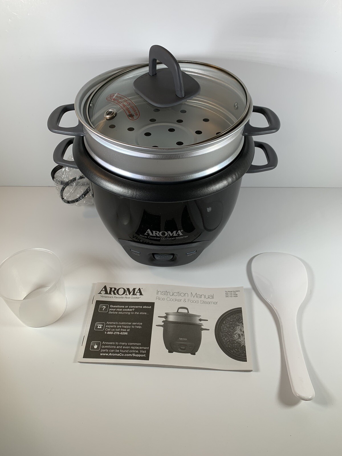 Aroma Houseware 6 Cup Pot-Style Rice Cooker Food Steamer Black Kitchen Appliance