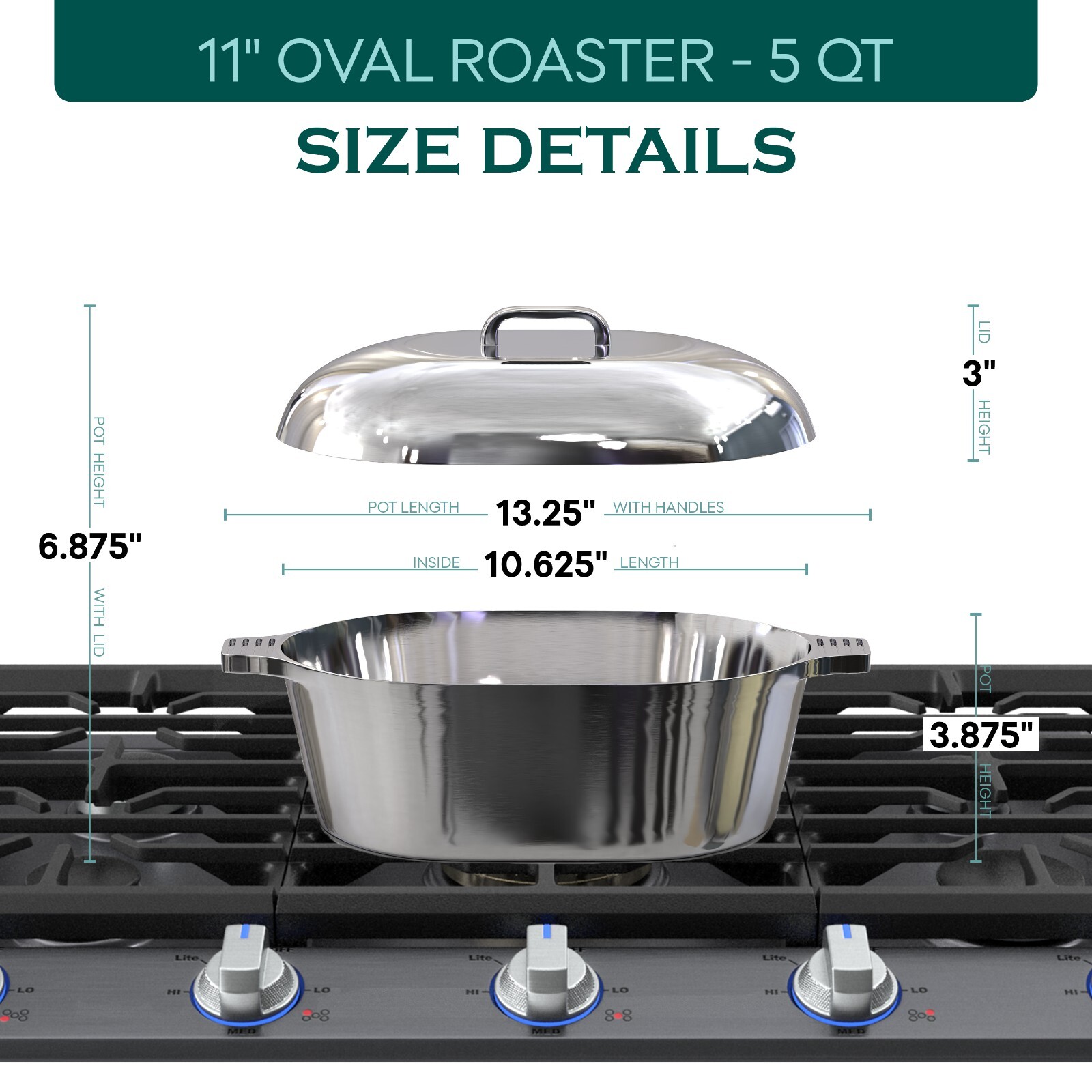 MAGNAWARE Quality Cast Aluminum Oval Dutch Oven – 5 QT 11″ *Like MAGNALITE*