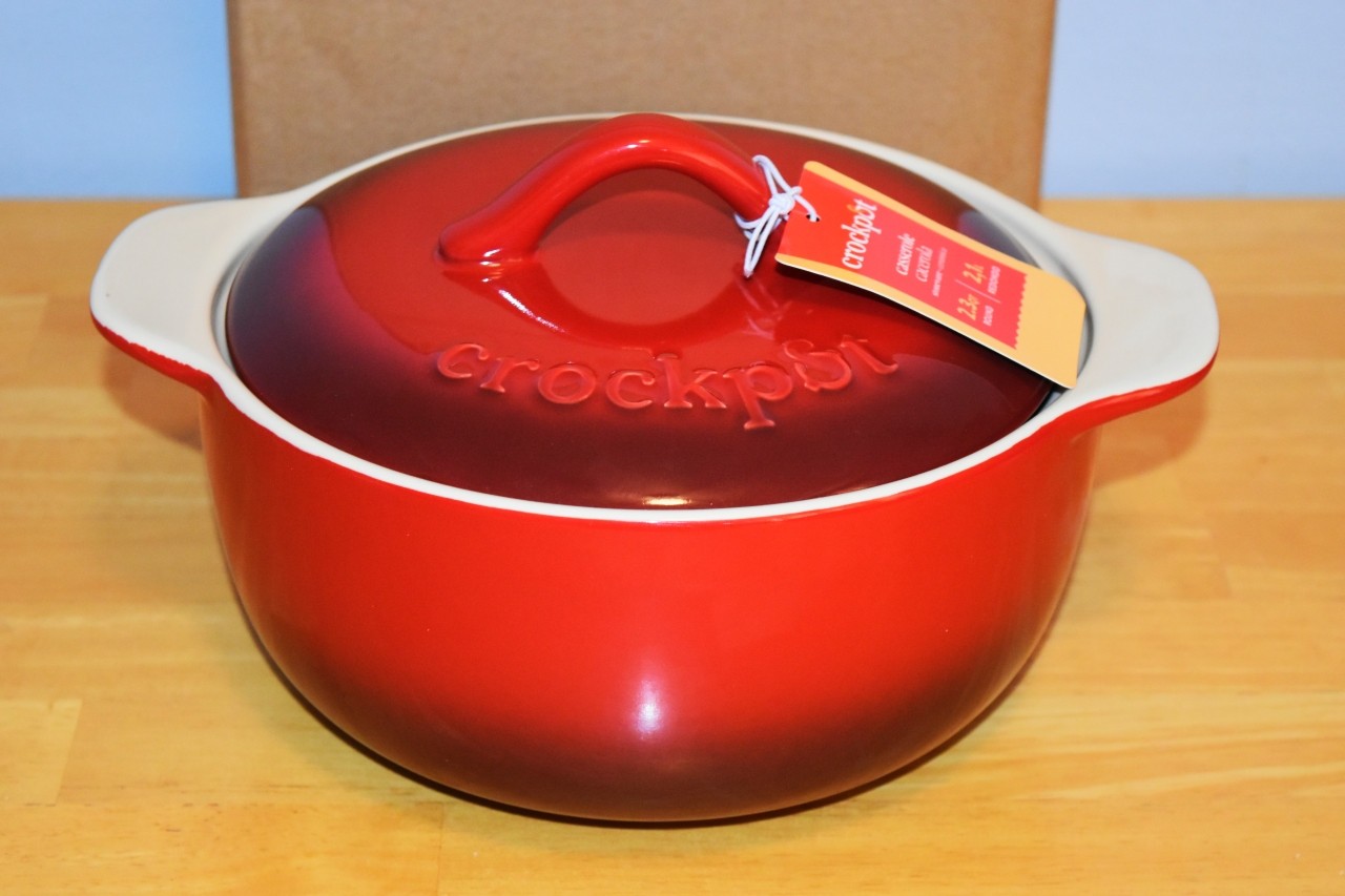 NEW CrockPot Artisan Stoneware Casserole with Lid 2.3 quart round – Gradient red