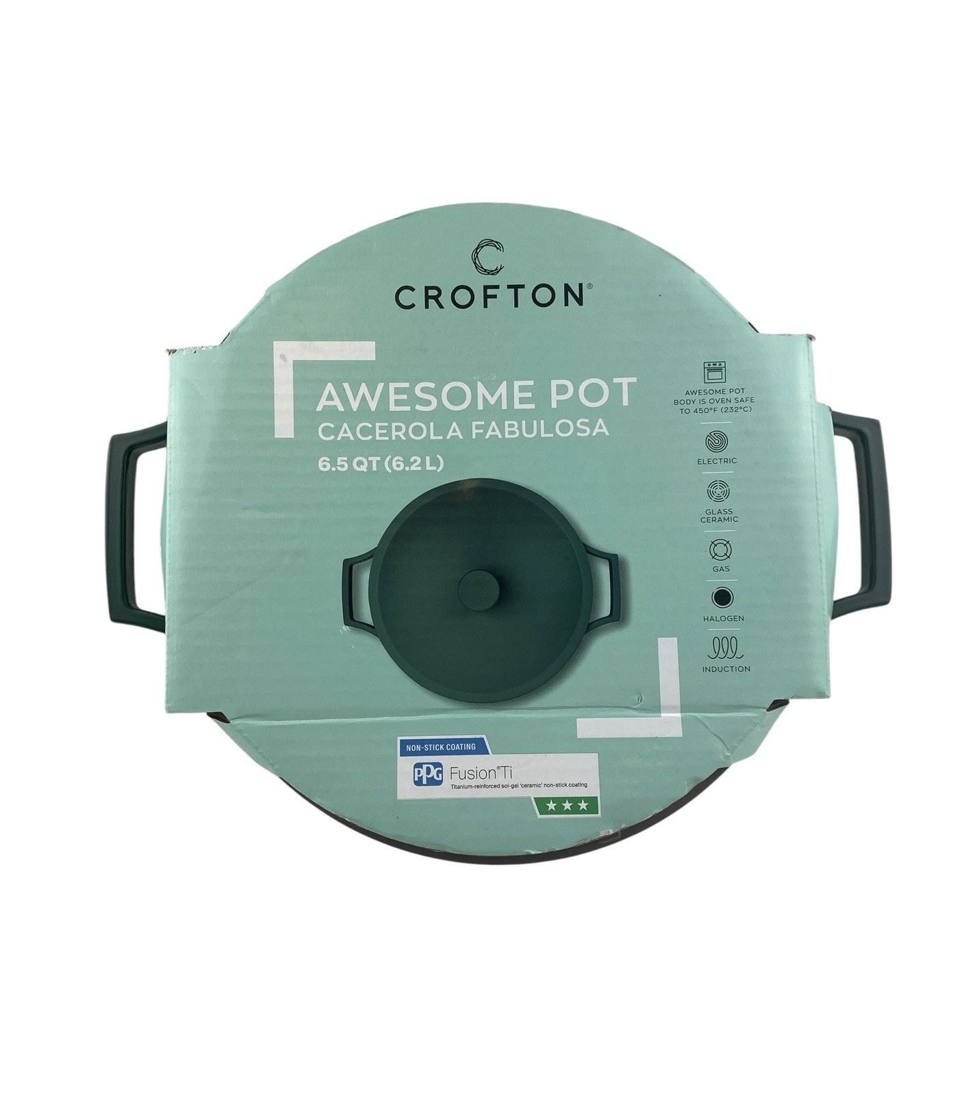 Aldi Crofton Awesome Pot 6.5 Qt Green Nonstick Ceramic Dutch Oven Cookware New