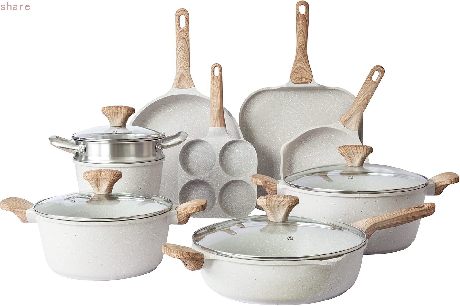 Country Kitchen Non-Stick Cast Aluminum Cookware Set – Kitchen Cookware,13 Pc.