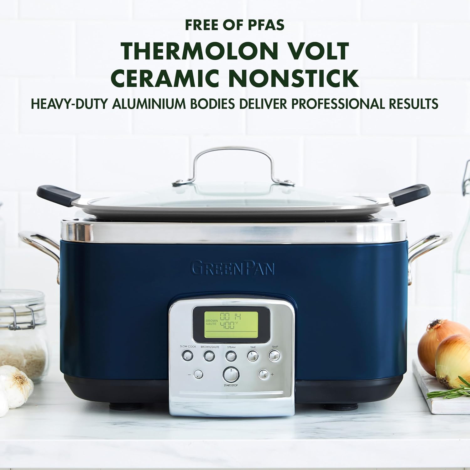 Healthy Ceramic Nonstick Frying Pan Set & 6QT Slow Cooker Bundle