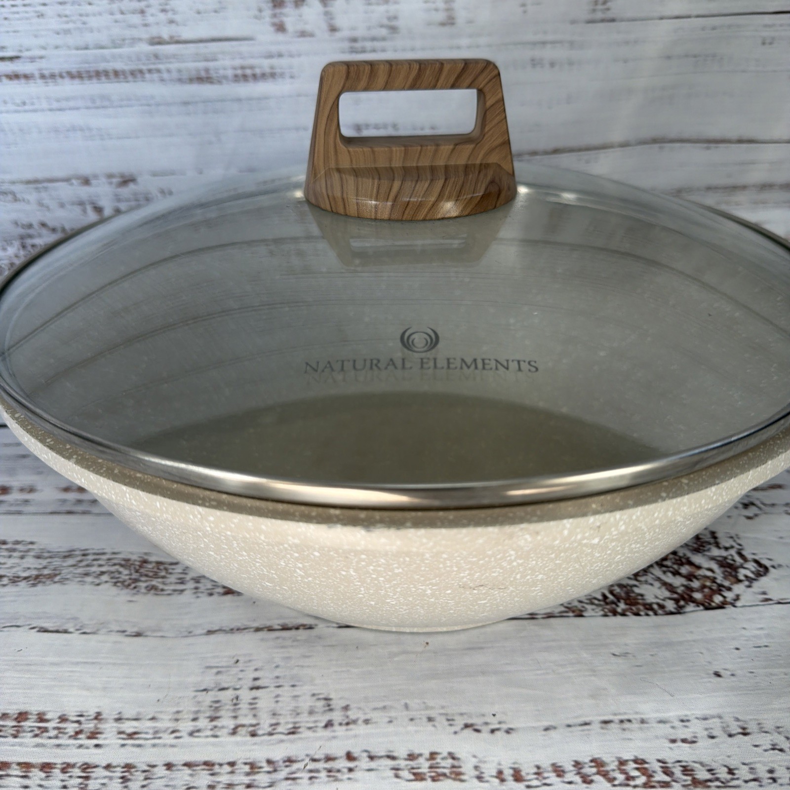 Natural Elements Induction Ready Non-stick 12.5” Wok Pan w/ Lid – Slight BEND