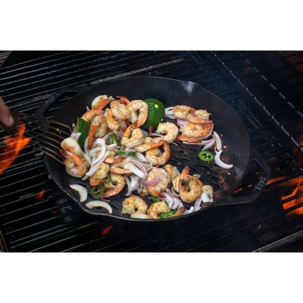 Lodge Cast Iron Grilling Basket with Handles, Outdoor Grill or Open Fire, 12 in