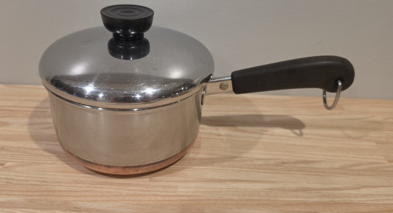 Revere Ware 1801 1 Qt Stainless Steel Copper Bottom Saucepan w/ Lid Handle
