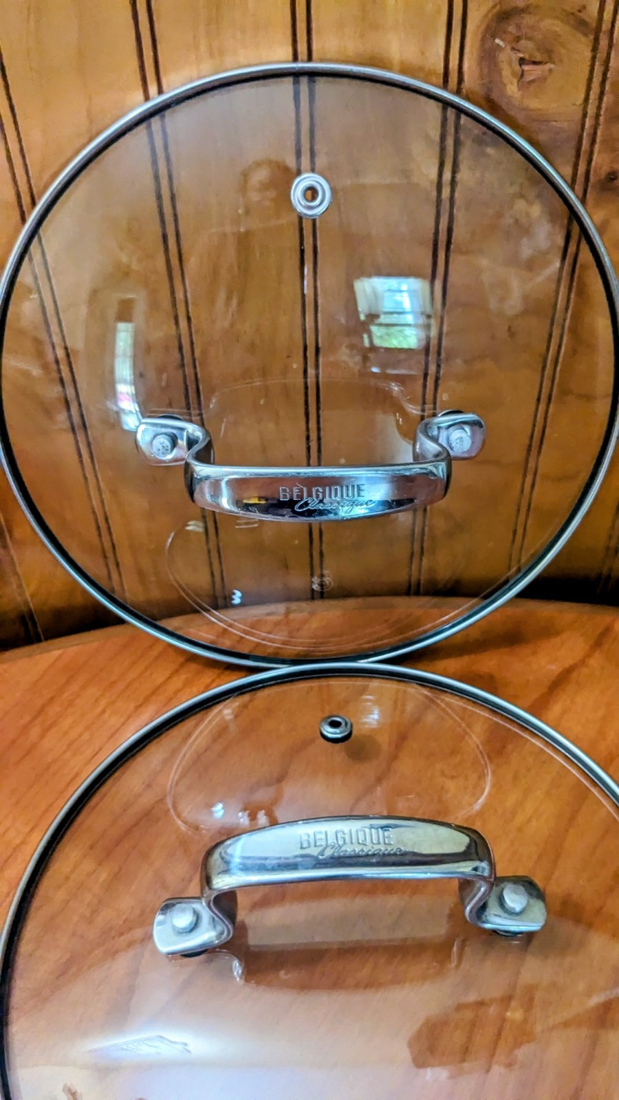 BELGIQUE Glass Pot Pan Replacement 7 1/4″ Lid Only Vented Stainless Rim Set of 2