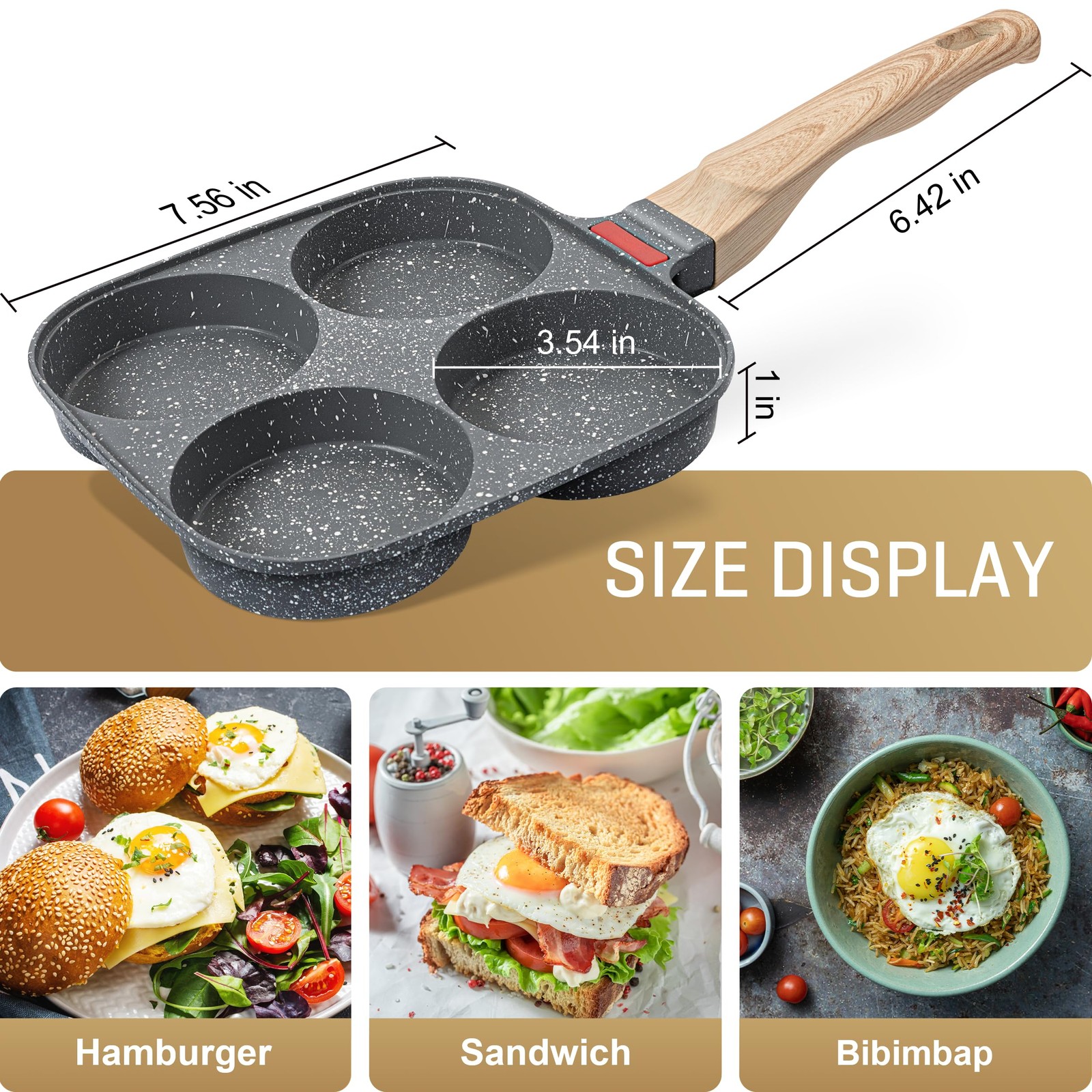 Egg Pan, 4-Cup Egg Frying Pan with Lid, Nonstick Aluminium Alloy Egg Cooker f…