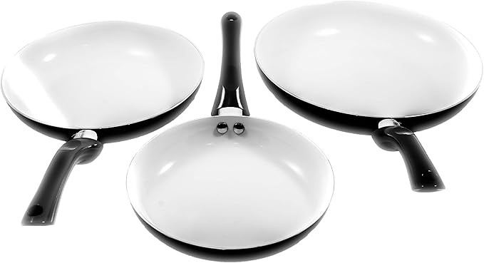 Nonstick Frying Pans Set 3 Piece (Black) Frying Pan with Lid Non Stick Pan/Skill
