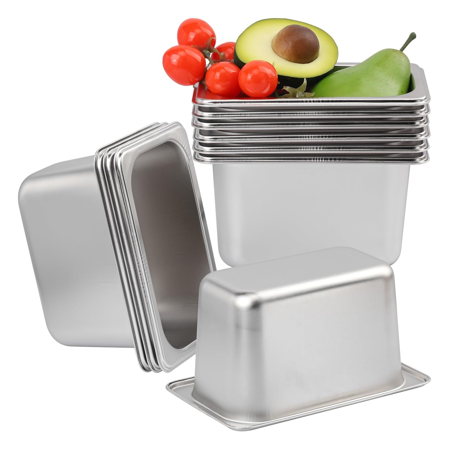 10 Pack 1/9 Size Stainless Steel Steam Pan 4 Inch Deep Stackable Hotel Tray