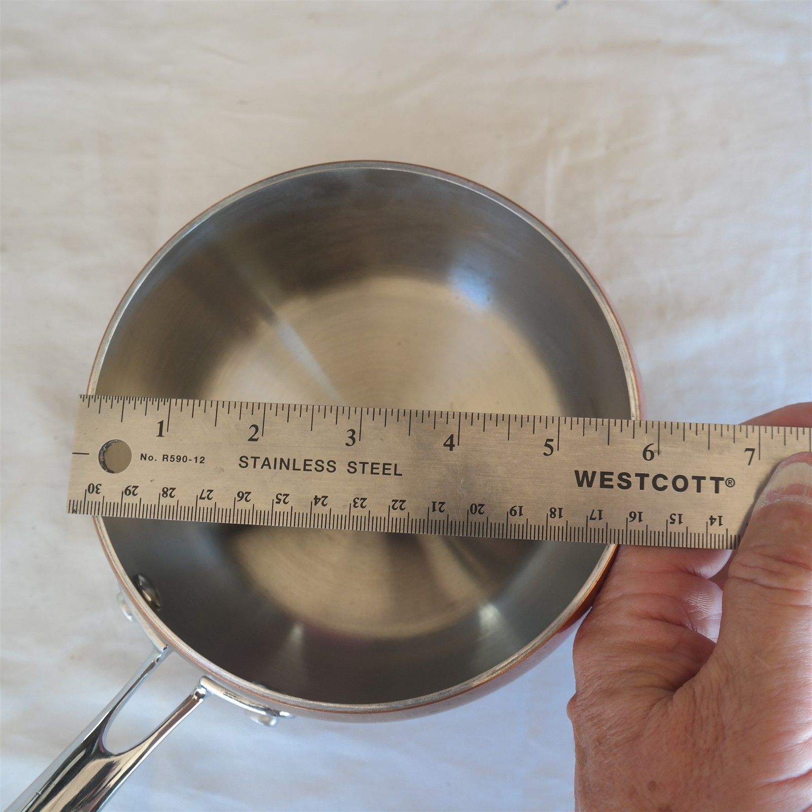 New IL MULINO heavy Copper Stainless lined 1 1/2 Qt Saucepan 5 7/8″ diameter