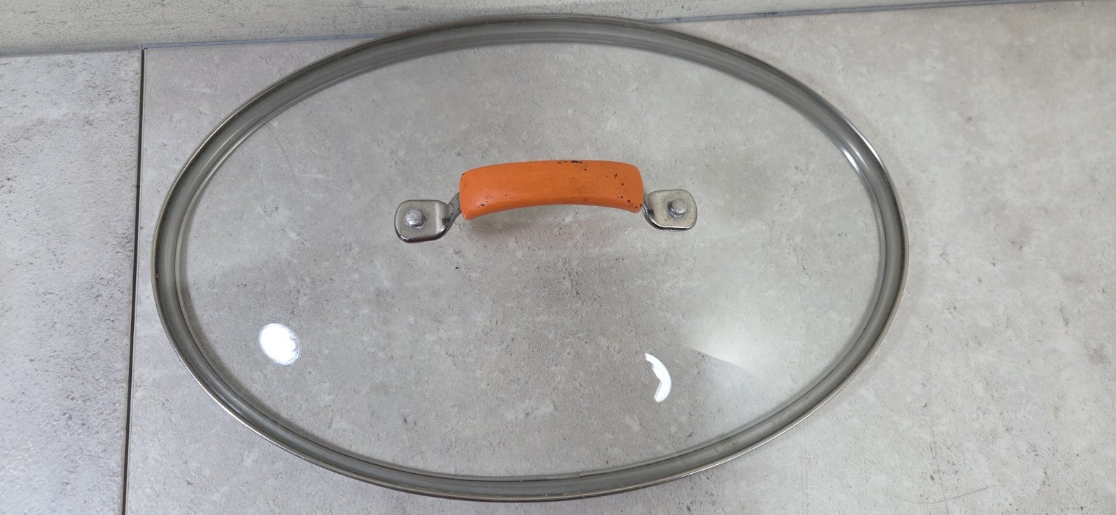 RACHAEL RAY Hard Anodized Non Stick 5 Qt Oval Saute Pan Lid Only Orange Handle