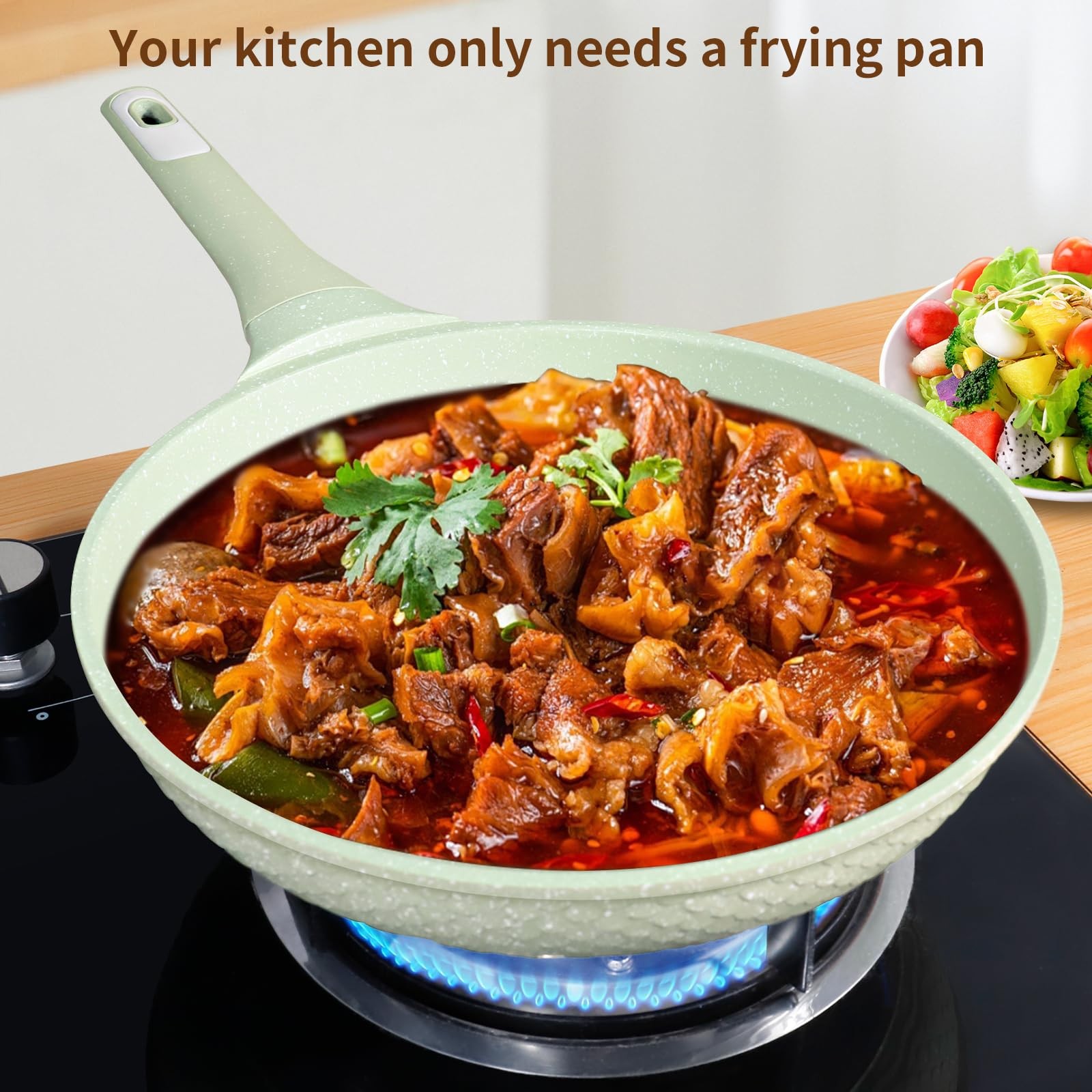 8″ Nonstick Frying Pan w/ Lid Omelette Egg Skillet PFOA Free All Stovetop