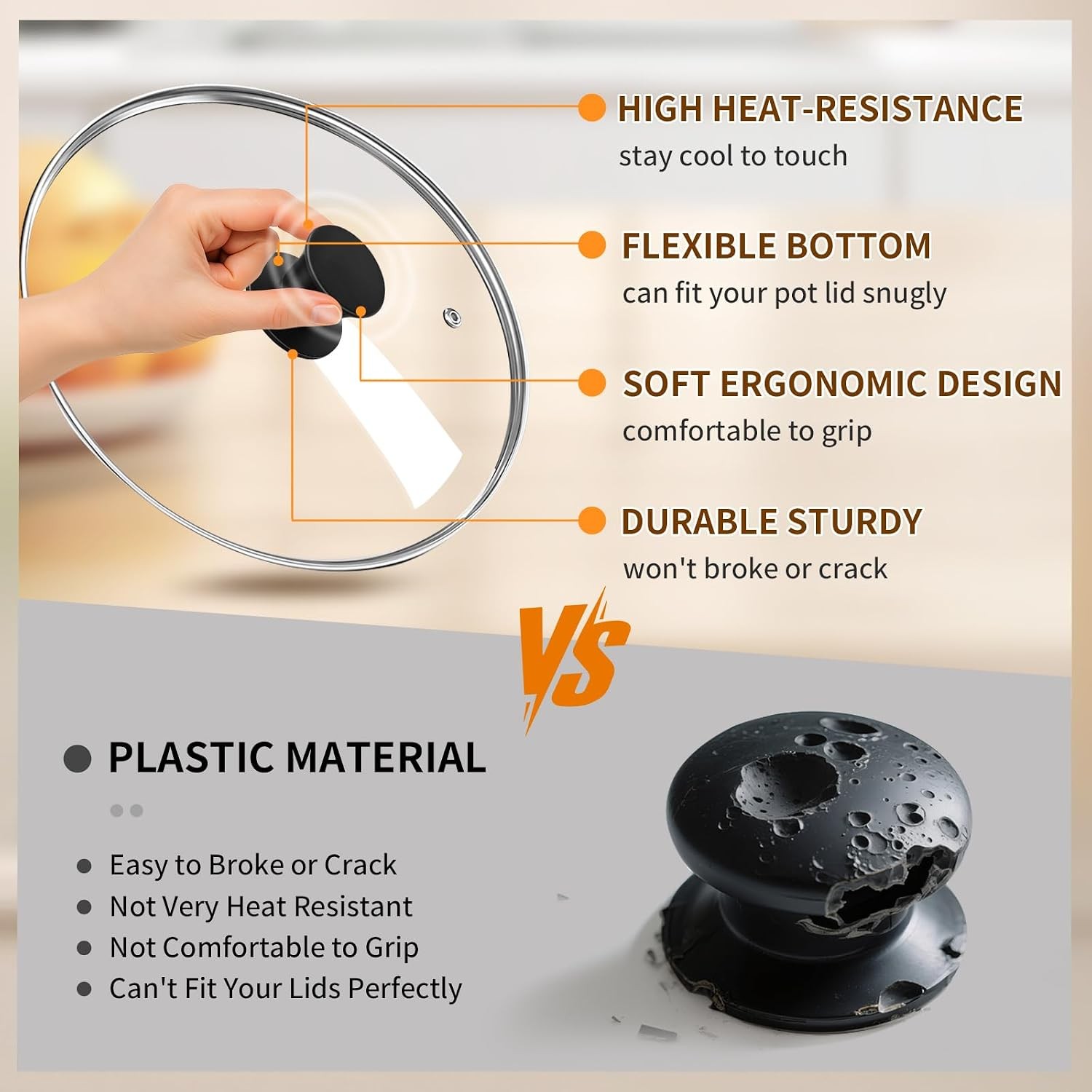 2PCS Silicone Pot Lid Knobs, Heat Resistant and Non Slip Universal Replacement