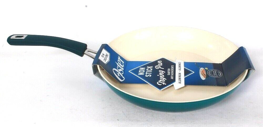 1 Count Oster 12 Inch Non Stick Aluminum Frying Pan Corbett Greenish Blue