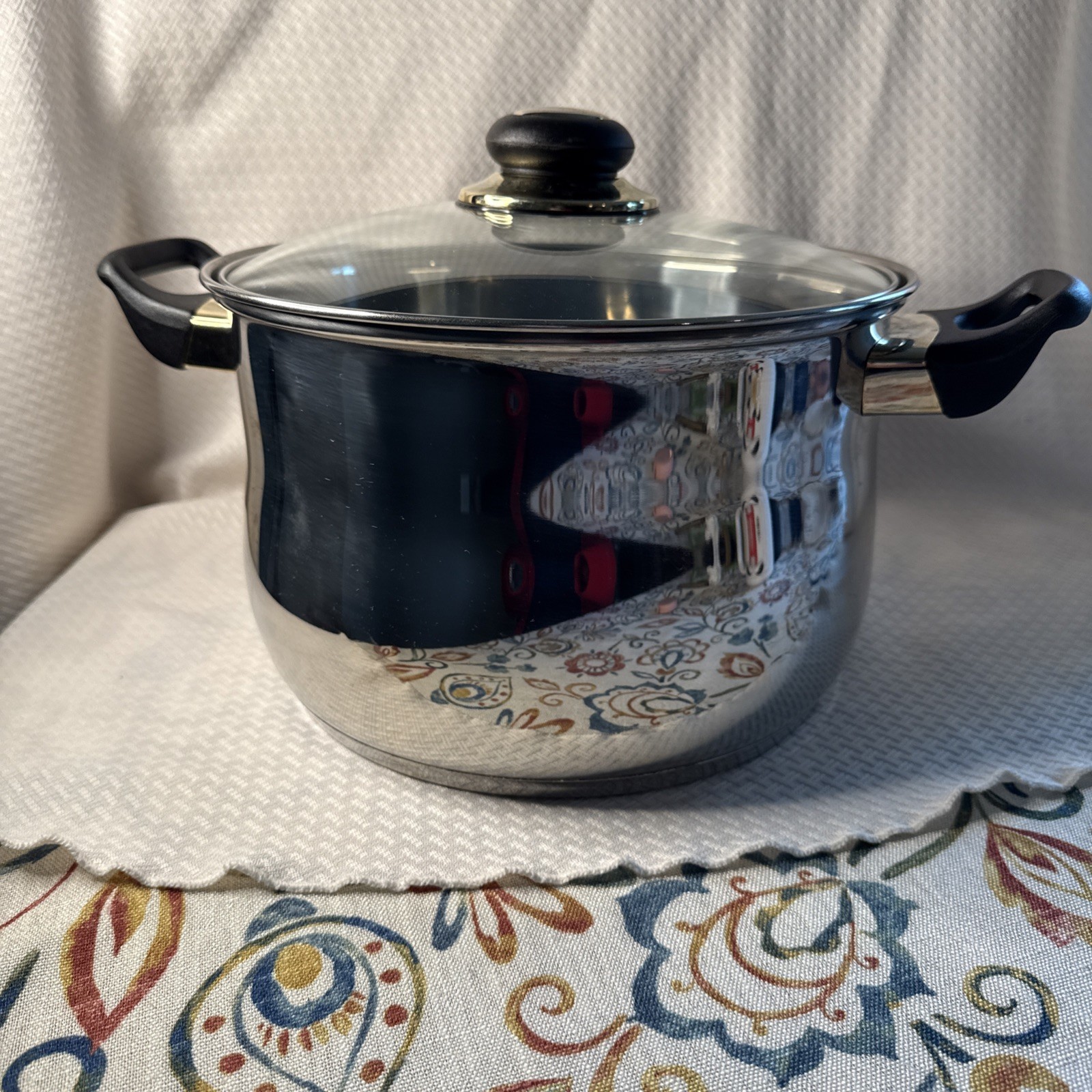 Vintage Master Chef 18/10 Stainless Steel Stockpot Lid 24K Gold Trim 5 Quart Qt