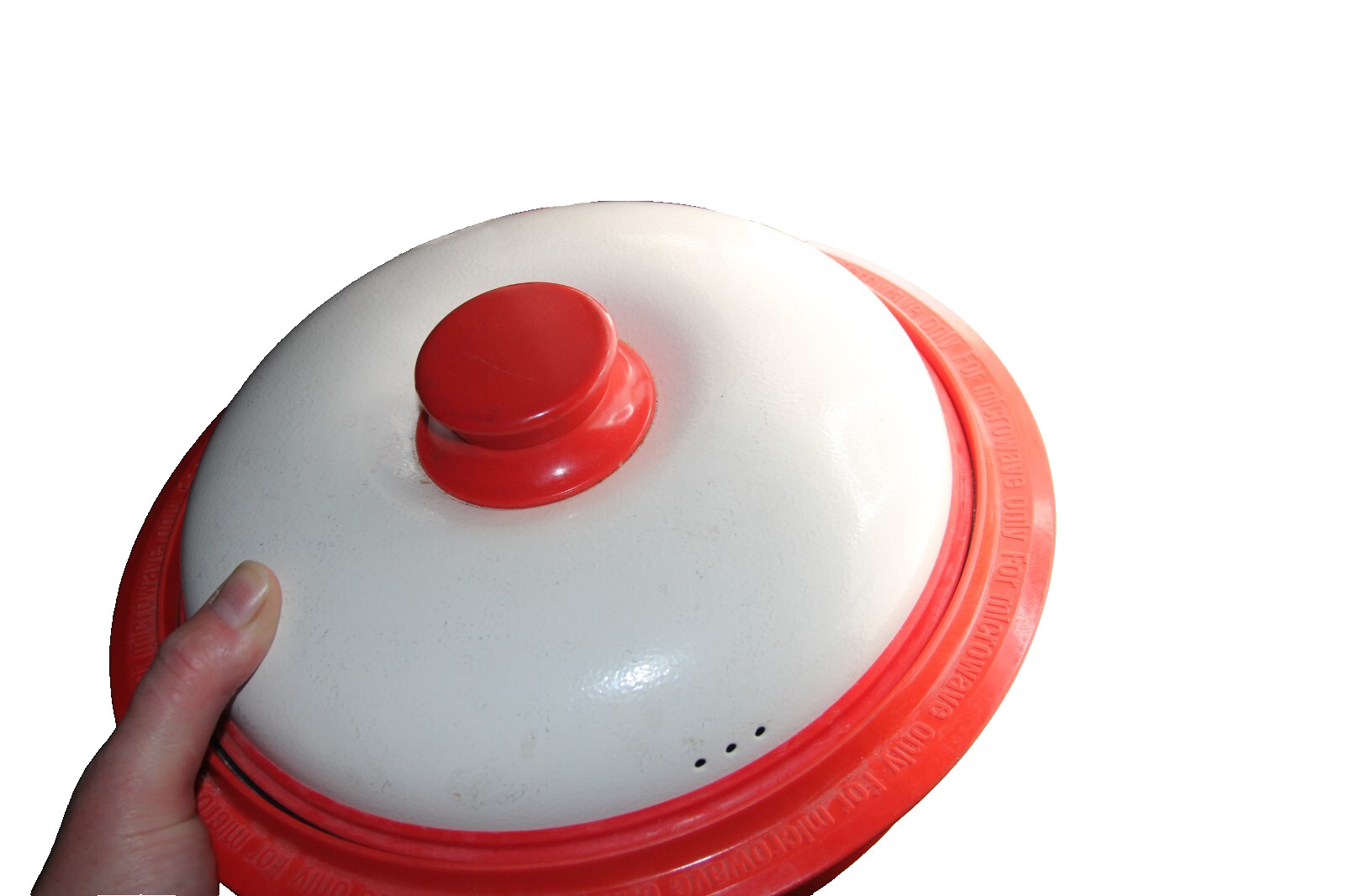 RANGEMATE Red & White Cooker for Microwave Only Silicone Steam Plates