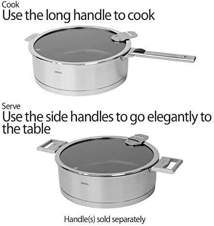 Cristel Strate Saute Pan Non-Stick, 4.5 quart, Silver