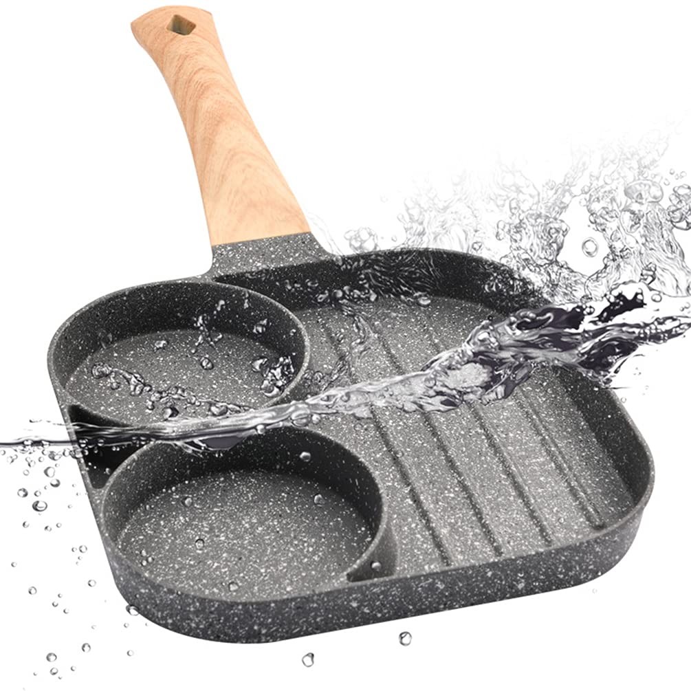 1 PC Mini 3in1 Nonstick 3 Section Divided Grill Frying Pancake Pan 7.3″