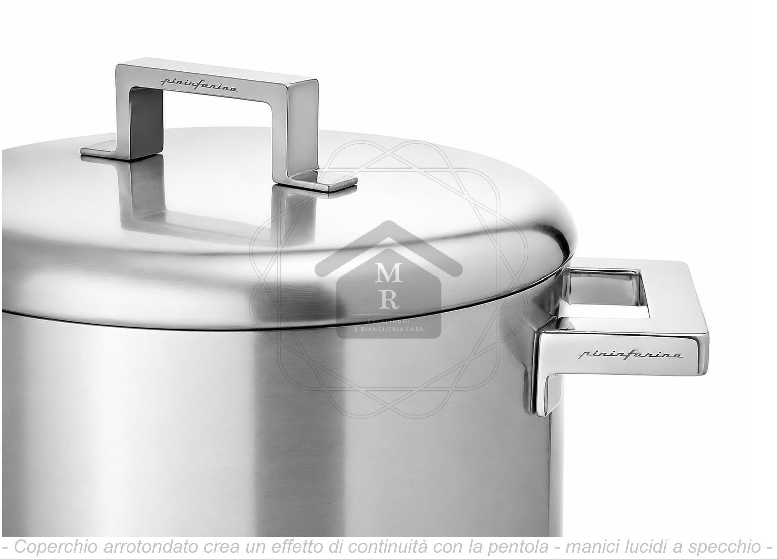 High Pot with Lid Stainless Steel ICE Finish Pininfarina Mepra Style