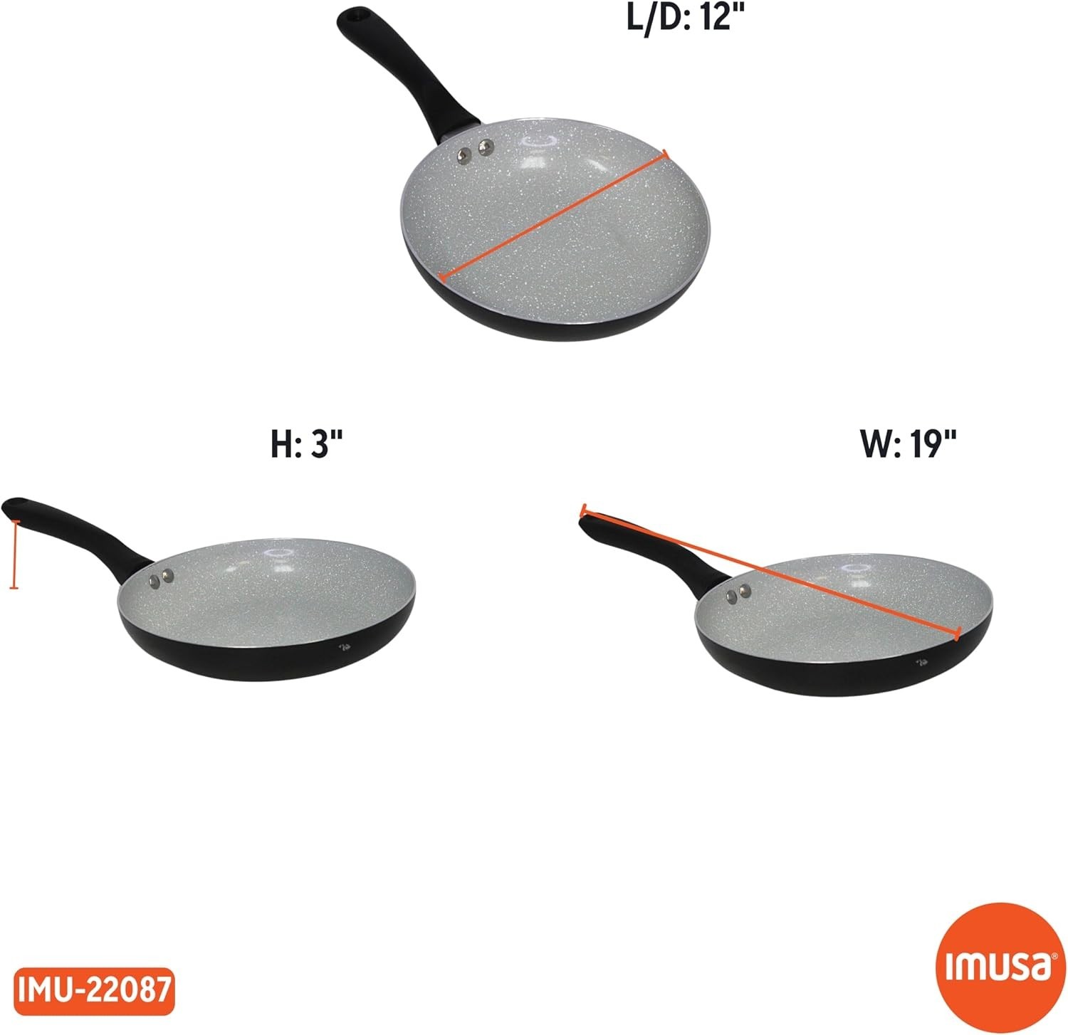 12″ Premier Ceramic Nonstick Fry Pan with Cool Touch Handle, Matte Black