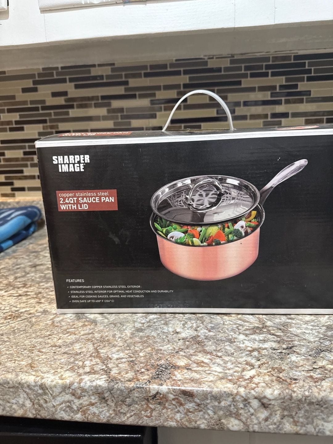 Sharper Image Copper Stainless Steel 2.4QT Sauce Pan with Lid