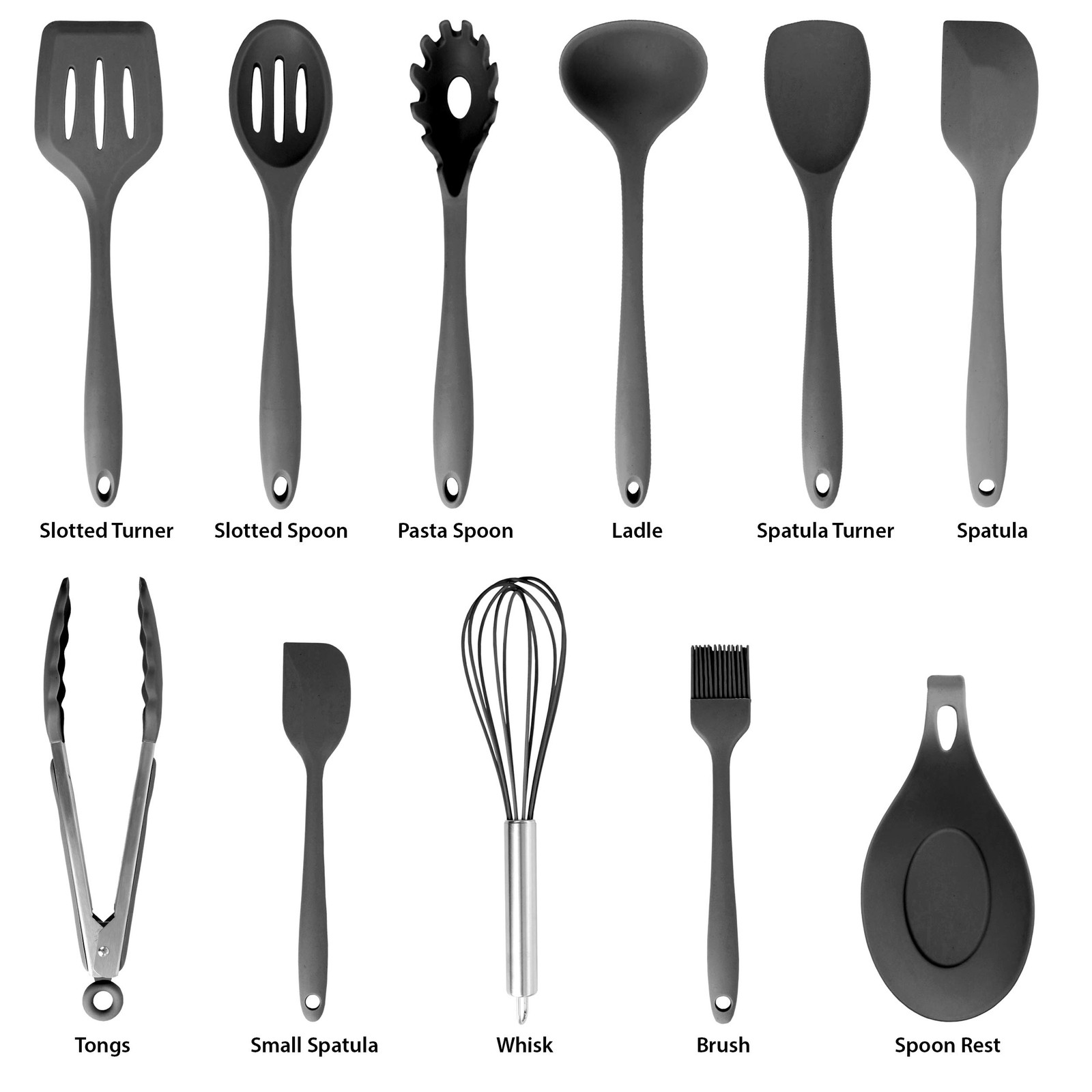 Megachef Tool Cookware Utensil Set, 12 Piece, Black 12
