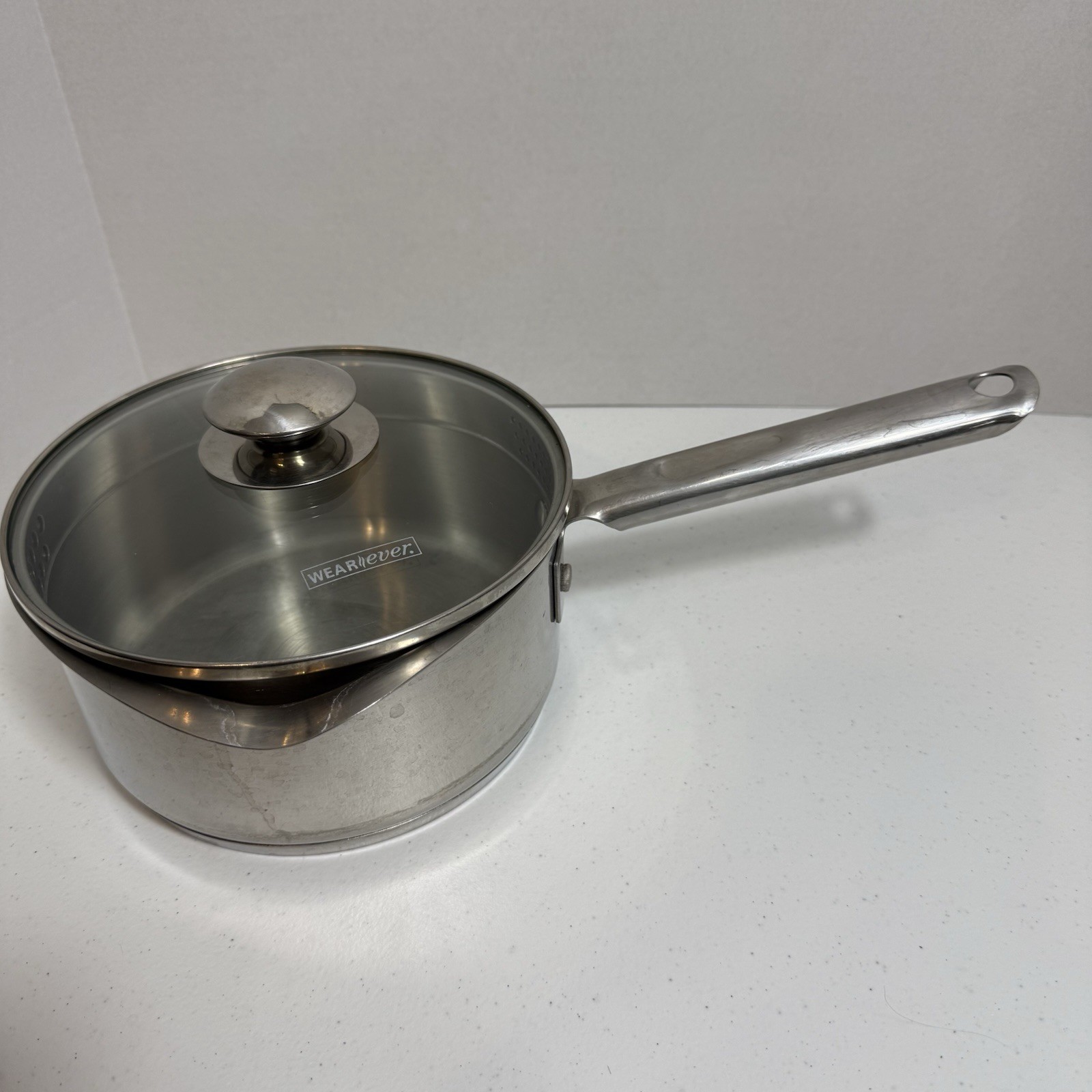 WearEver Stainless Steel 2 Qt Saucepan with Double Pour Spouts & Strainer Lid