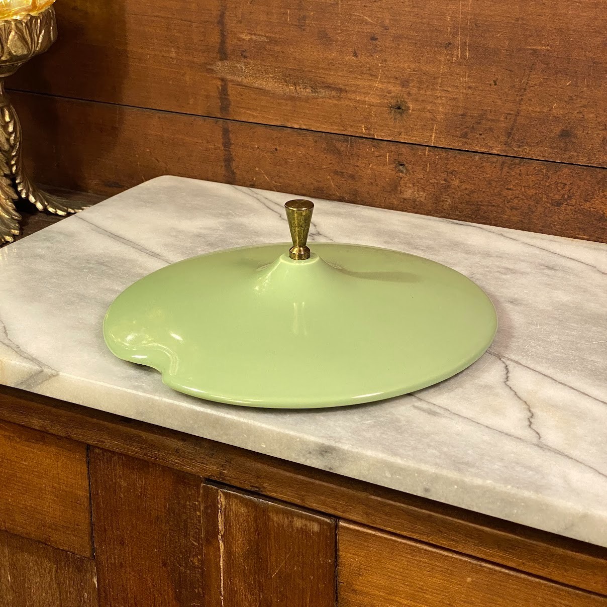 Vintage Salem Mint Green Ceramic Lid w/ Metal Handle Replacement