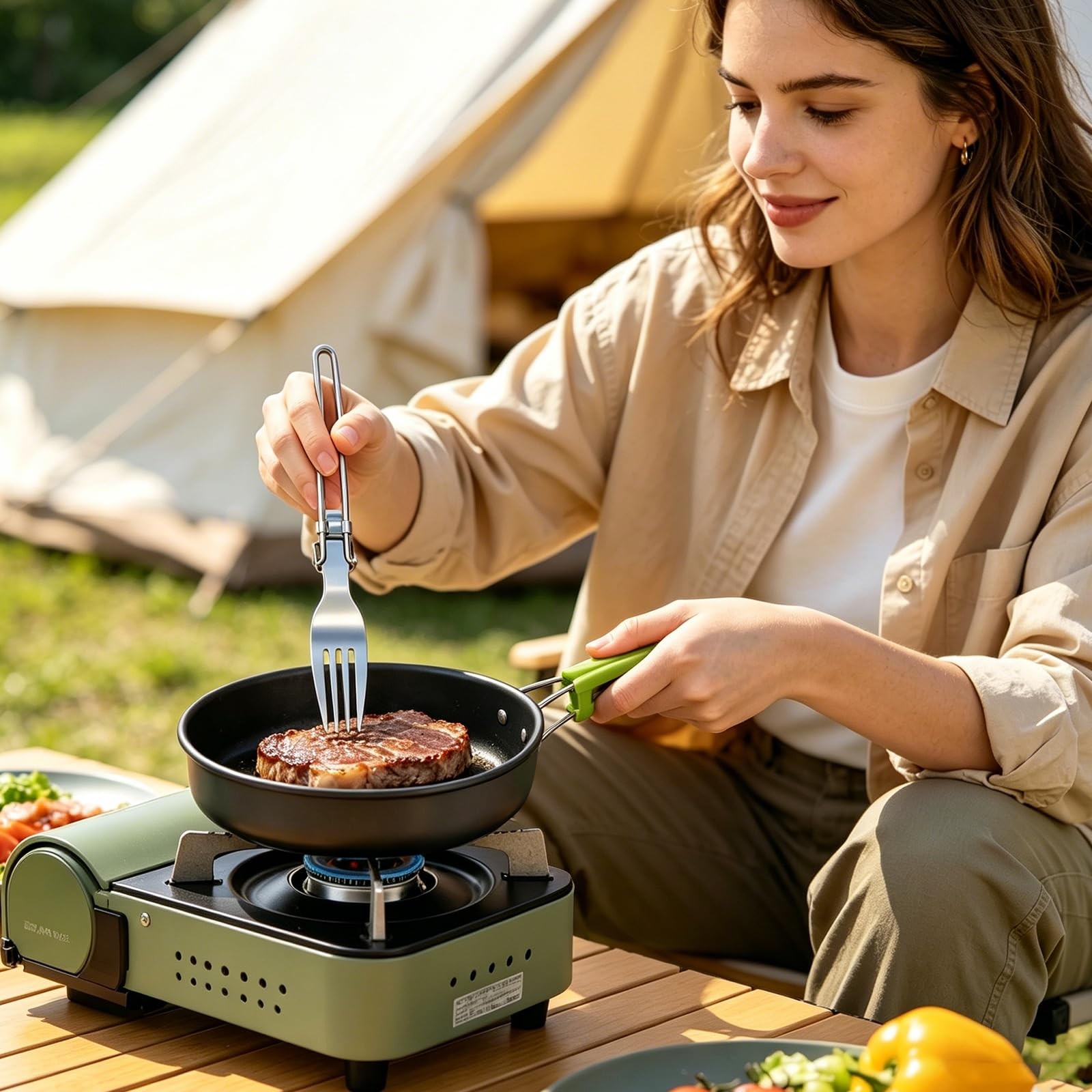 14pcs Camping Cookware Camping Pots and Pans Set with Stainless Steel Cups Pl…