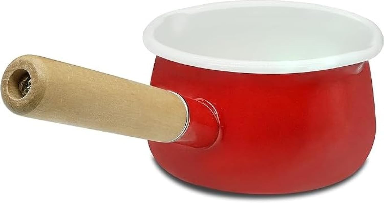 YumCute Home Enamel Milk Pan with Dual Pour Spout Butter Warmer Milk Pot for …