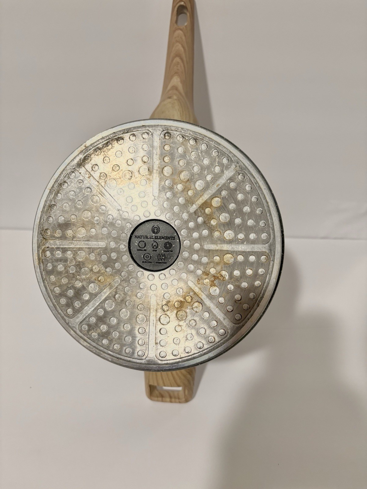 Natural Elements Non-Stick Granite Saucepan Wood Handle Induction Gas Electric