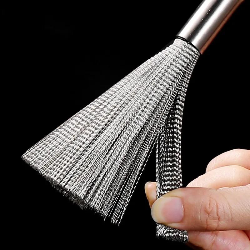Stainless Steel Kitchen Cleaning Brush Long Handle Pot Scrubber