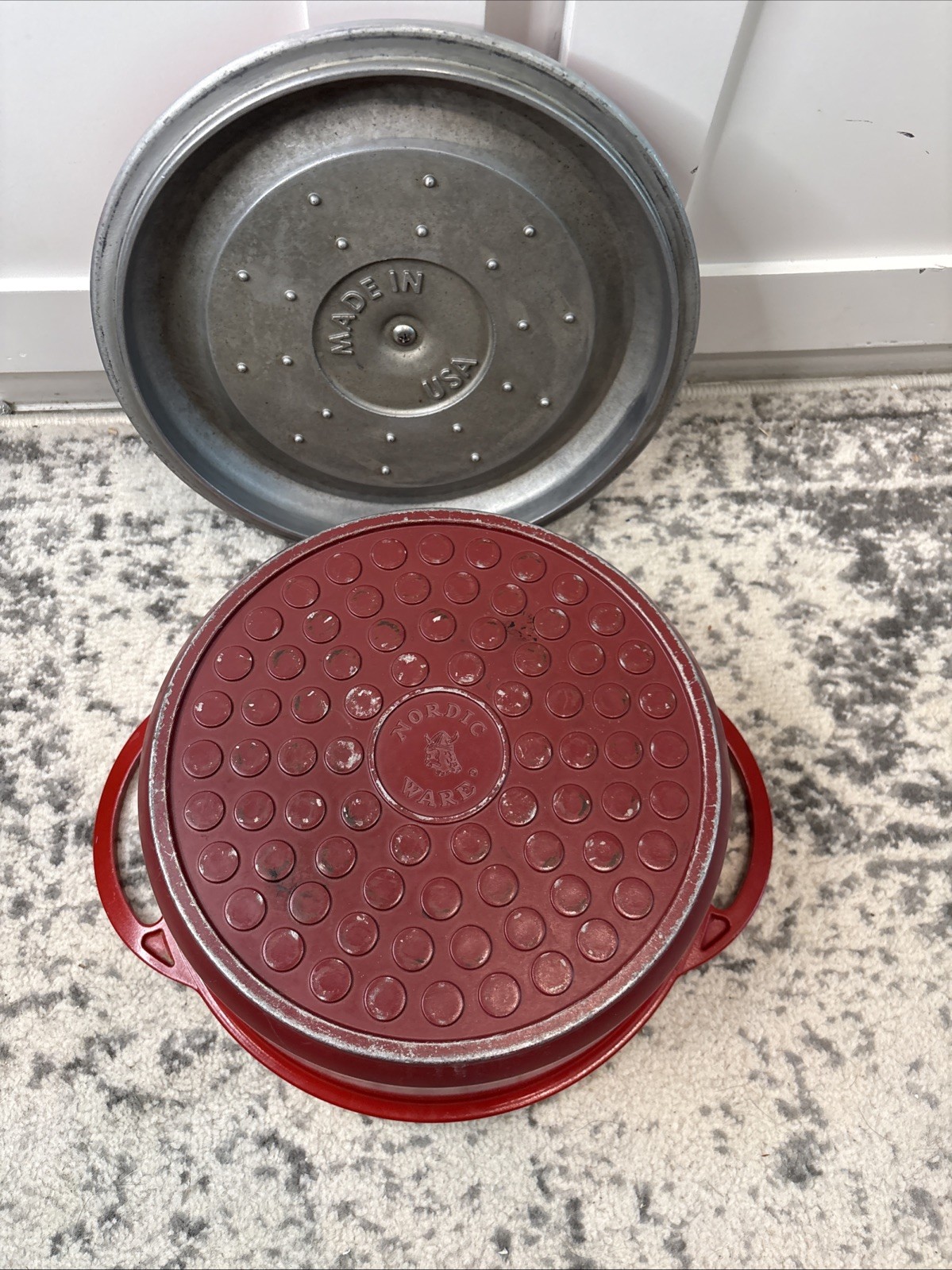 Nordic Ware Dutch Oven Braiser Pan POT Enameled Cast Aluminum Red Made in USA
